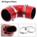 X Autohaux 63mm 2 5 Id 90 Degree Silicone Reducer Hose Set Coupler Intercooler Tube Red For Car Intake Piping