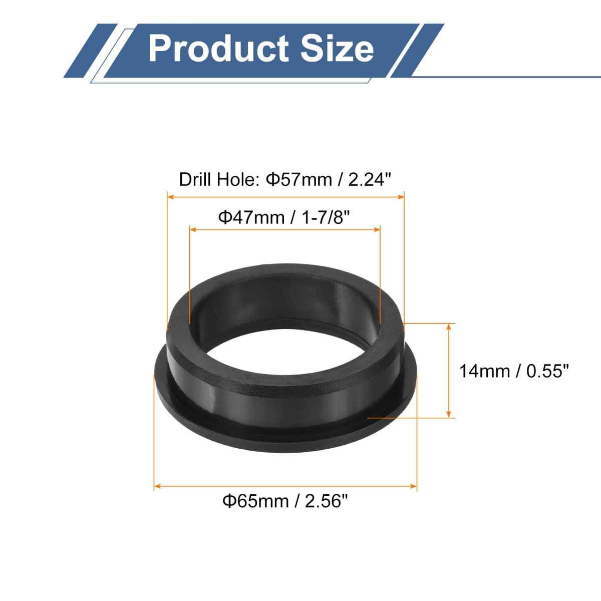 1pcs Rubber Grommets 57mm Drill Hole 47mm Id Top Hat Grommet Black Silicone Plug Gasket For Wiring Automotive