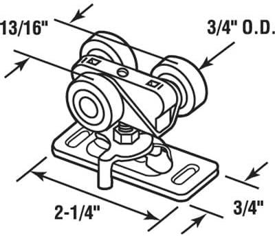3 4 In Nylon Wardrobe Door Roller Assembly Flat Edge Rollers With Stamped Steel Bracket For Bypassing And Pocket Doors 2 Pack