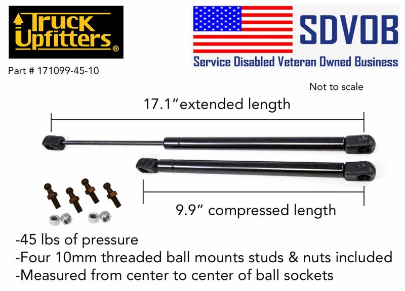 2 Pack 17 In Gas Props For Camper Shell Truck Cap Rear Door 1 Extended 9 Compressed 45 Lbs Pressure Fits Are Atc Snugtop Leer 4