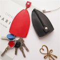 Auceli Car Key Case 2pcs Pull-out Pouch Sleevechain Bags With Rope Snap-fastener Pu Leather Key Holder Hook