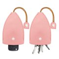 Auceli Car Key Case 2pcs Pull-out Pouch Sleevechain Bags With Rope Snap-fastener Pu Leather Key Holder Hook 