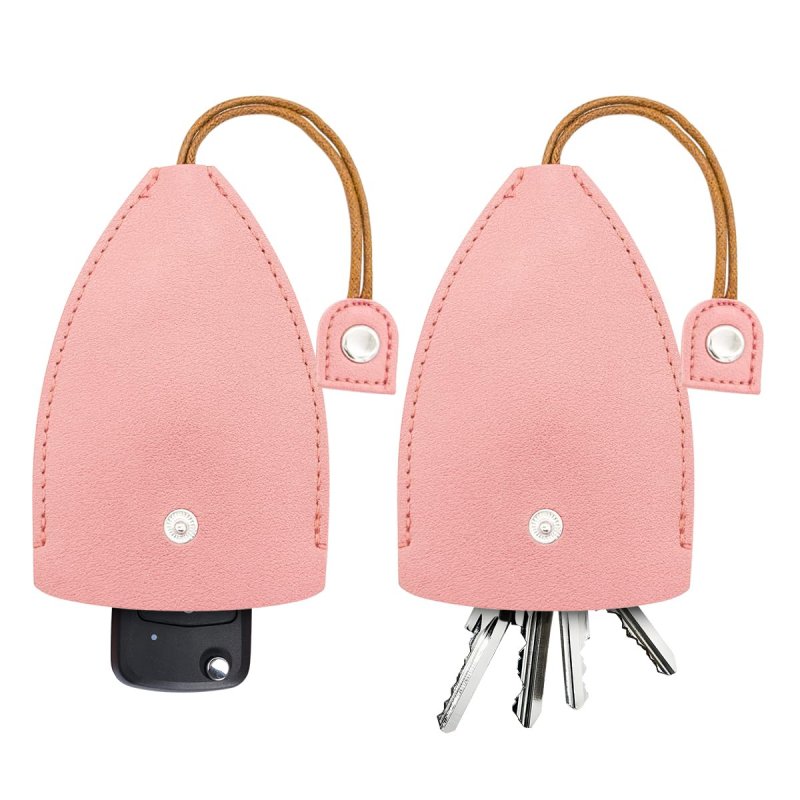 Auceli Car Key Case 2pcs Pull-out Pouch Sleevechain Bags With Rope Snap-fastener Pu Leather Key Holder Hook