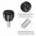 Uxcell 50pcs M4 X 10mm Male Thread Knurled Knobs Thumb Screws Clamping Grip Plastic Round Head Hand Thumbscrews Black