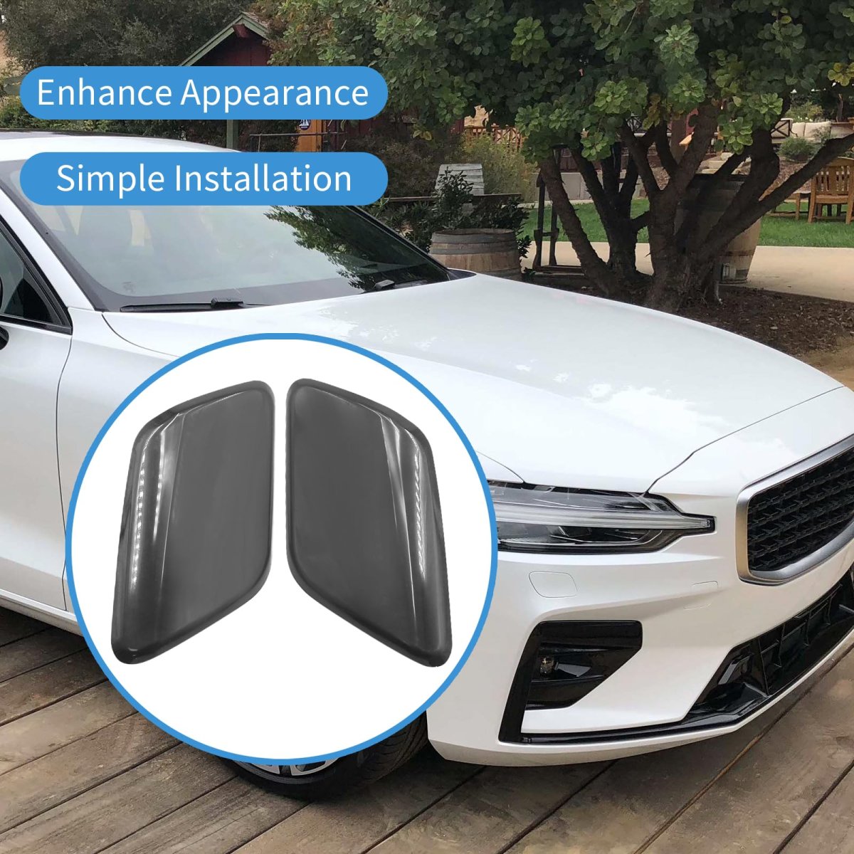 Saihisday 2 Pcs 39802681 Bumper Headlight Washer Nozzle Cover Cap Front Left Right Side Replacement For Volvo S60 2011 2012
