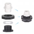 Uxcell Pvc Bulkhead Tank Adapter With Thread Pipe Fitting G1 For Rain Buckets Water Tanks 1 Set
