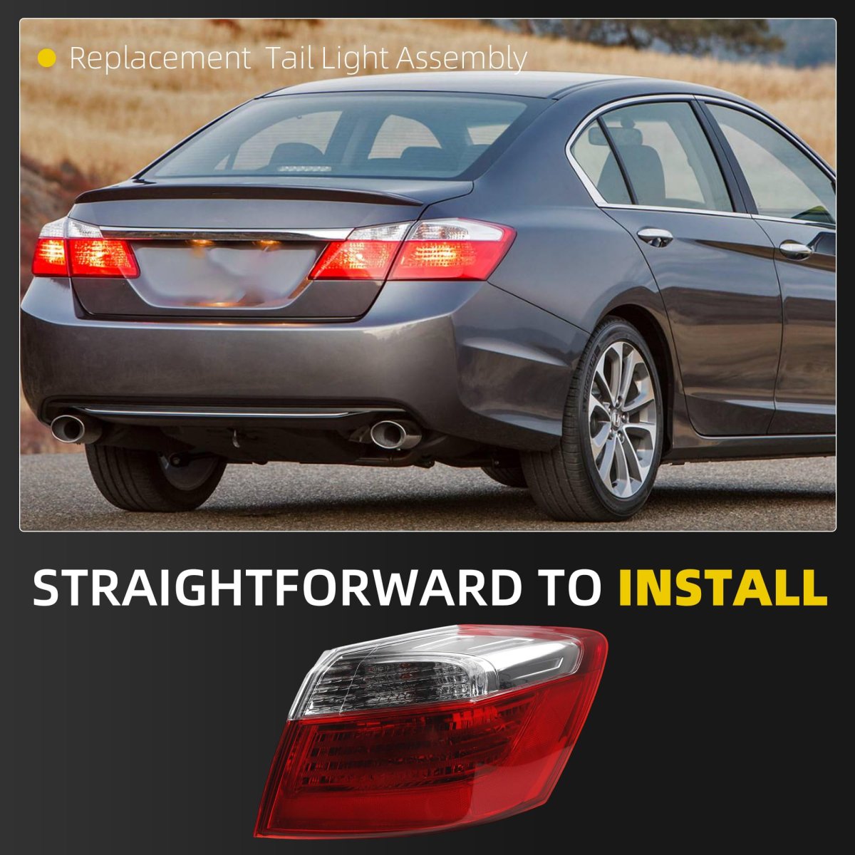 Halogen Tail Light Assembly For 2013 2014 2015 Honda Accord Sedan Ex Lx Sport Rear Lamp Taillight Right Passenger Side Replace