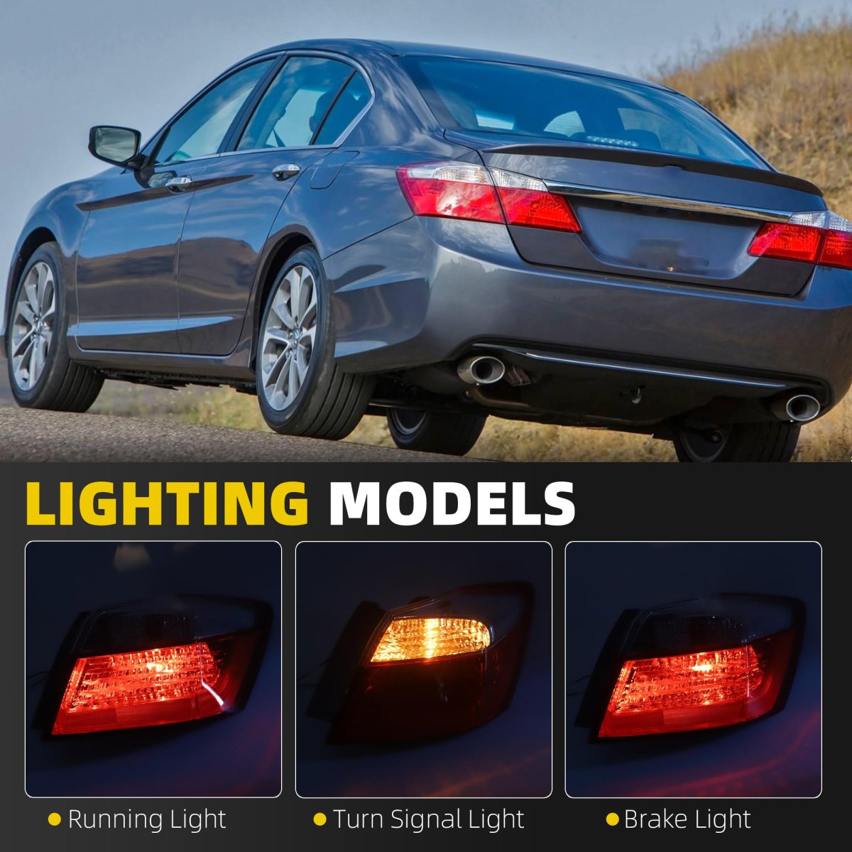 Halogen Tail Light Assembly For 2013 2014 2015 Honda Accord Sedan Ex Lx Sport Rear Lamp Taillight Right Passenger Side Replace