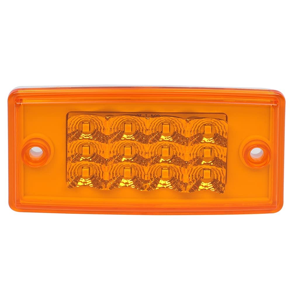 2x 12 Led Rectangle Truck Trailer Side Marker Lights Amber Lens Light Waterproof Clearance Identification For Rv Atv Bus Van