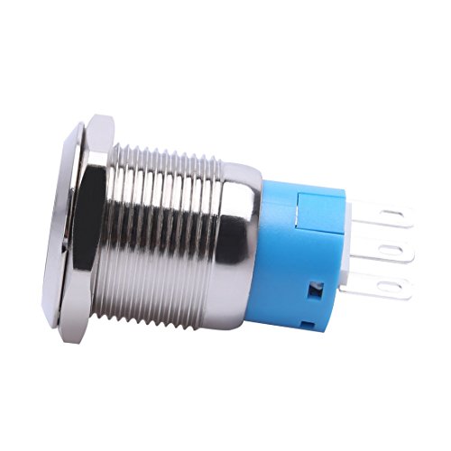 Werfamily 19mm Waterproof Stainless Steel Metal Flat Top Latching Push Button Switch 1no 1nc 250v 5a