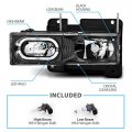 Amerilite Crystal Halogen Car Headlights Led Halo Set For Chevy Fullsize Passenger And Driver Side Vehicle Light Assembly Black