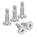 200pcs Hex Socket Self Tapping Screws 1 4 X 410 Stainless Steel Flat Head Sheet Metal Drilling Silver 