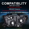 Headlight Assembly For 2007-2013 Toyota Tundra Fits Models Without Level Adjuster Only Fit 08-17 Sequoia 12-14 Washer Smoke