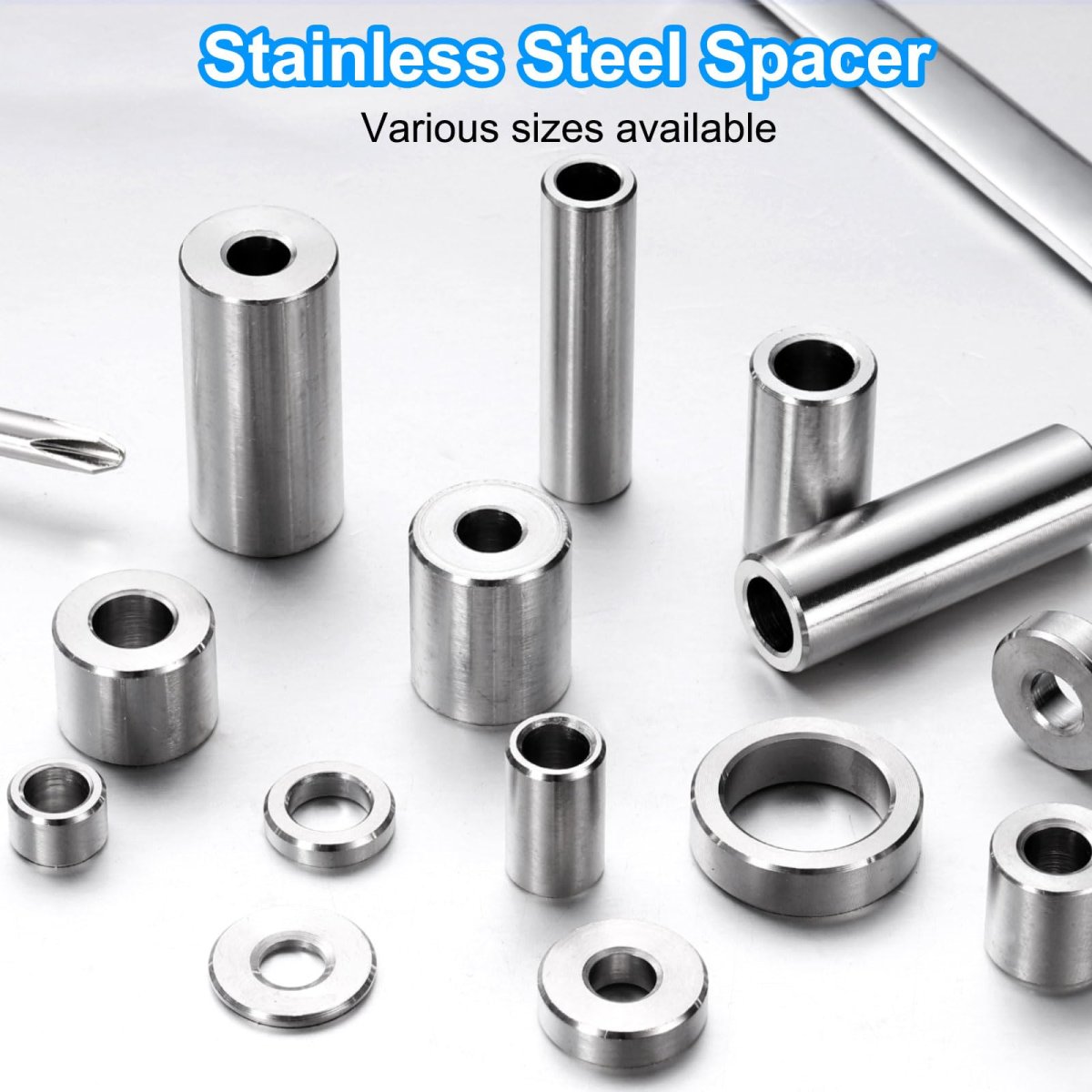 10 Pcs Stainless Steel Spacers 56 In Bore X 1 2 Od 1 Length Round Metal Screw Bushing For 16 Screws Bolts And Rods Silver Finis