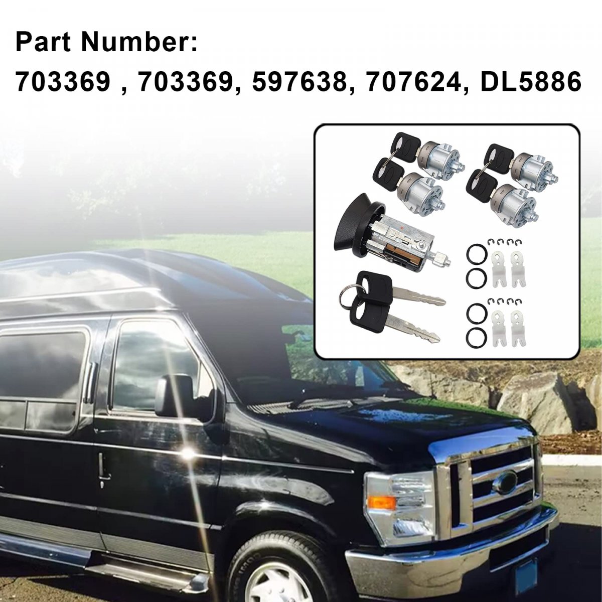 Ignition Switch Lock Cylinder Door For Ford Econoline Van E150 E250 E350 1997-2020 Replace 703369 597638 707624 Dl5886