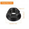 Uxcell M12x1 5mm Serrated Flange Hex Lock Nuts 25pcs 304 Stainless Steel Non-slip Metric Hexagon Nut Full Thread Bright Finish