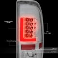 Auto Dynasty Compatible With Ford F250 F350 F450 F550 Super Duty Pair Of Red 3d Led Bar Tail Brake Lights Chrome Housing Clear