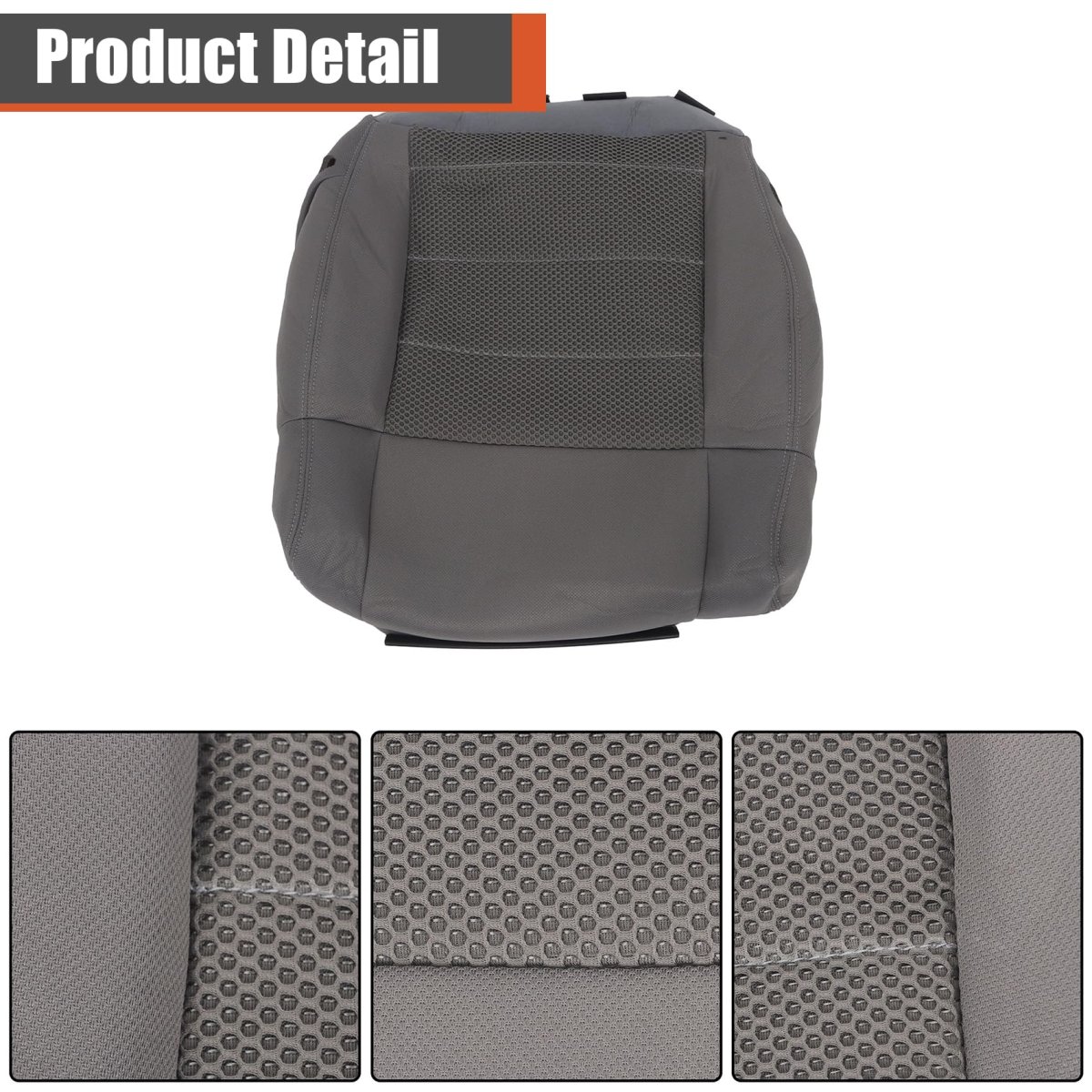 Front Driver Bottom Seat Cover Gray Cloth Replacement For 2007-2012