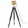 Mordern Industrial Tripod Floor Lamp For Living Room Bedroom Office Vintage Gold Brass Standing Reading Light With Camera Wood 