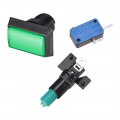 Uxcell Game Push Button 49x33 Rectangle12v Led Illuminated Switch With Micro For Arcade Video Games Green 1pcs