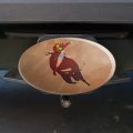 Cowgirl Pinup Riding Bucking Bull Rodeo Oval Tow Trailer Hitch Cover Plug Insert