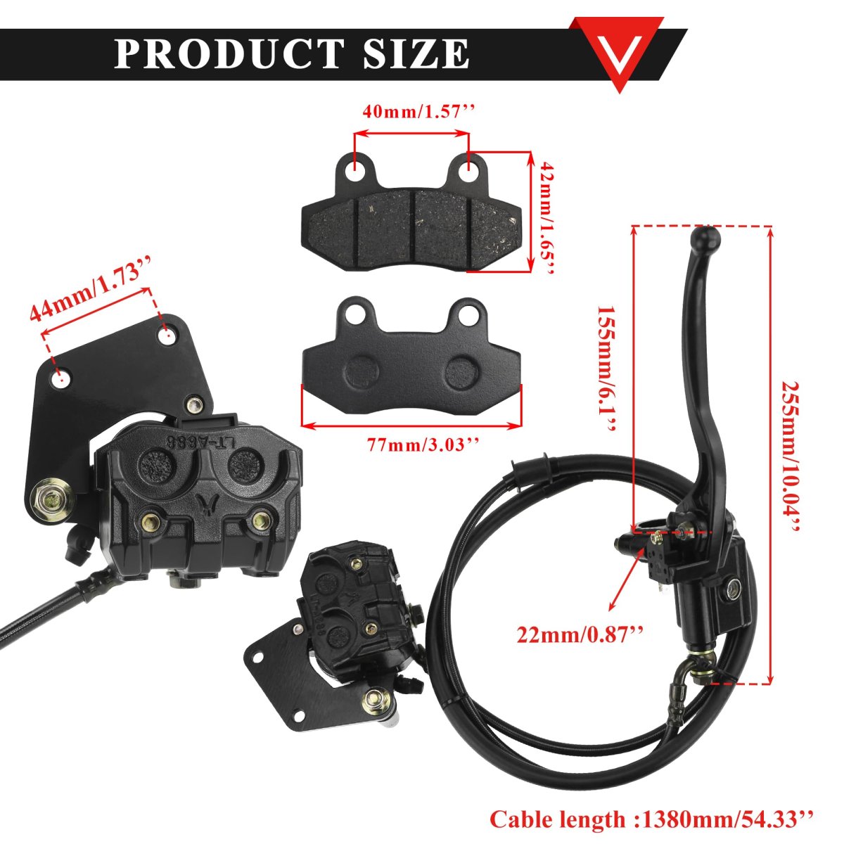 Pro Bat Front Hydraulic Brake Assembly W Extra Pad For 50cc 70cc 90cc 110cc 125cc 140cc Dirt Pit Bike