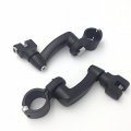 Black 360 Degree Adjustable Highway Peg Mounting Kit For Any Bike Equipped With 1-1 2 Inch 1 5 Front Engine Guard Frame Tube 