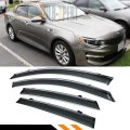 Smoke Tinted Clip On Window Visor Rain Guard W Chrome Trim Fits For 2016-2019 Kia Optima