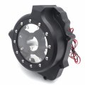 Httmt- Black W Green Led Left See Through Engine Stator Cover Compatible With 2003-2006 Hond Cbr 600rr P N Mt313-006a-bk