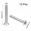 Uxcell M5x40mm Flat Head Machine Screws Inner Hex Screw 304 Stainless Steel Fasteners Bolts 10pcs