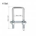 Uxcell Square U-bolts 1 25mm Inner Width 90mm Length Carbon Steel M8 With Nuts Frame Plate Round Washers 4 Set
