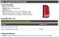 Right Passenger Side Tail Light Assembly 2nd Design With Small 921 Back Up Bulb Without Dark Red Trim Compatible 2010-2013 Gmc