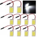Grandviewtm 10pcs White Cob 18smd Led Panel Dome Festoon Car Interior Reading Light Lamp T10 Adapter Ba9s Dc12v 26mmx16mm