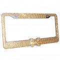 Otostar 2 Pack Pure Handmade 1000pcs 8 Facets Selected Waterproof Bling Rhinestones Stainless Steel License Plate Frame With
