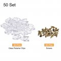 Uxcell 50set Glass Retainer Clips Kit 25mm Plastic Cabinet With Screws For Fixing 2mm Thick Doors Mirror Clear