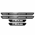 Ipick Image Compatible With Ram Power Wagon Black Real Carbon Fiber 4 Pcs Universal Car Door Sill Step Protector Kick Plates