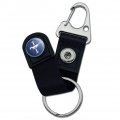 Graphics More Ford Mustang Logo Keychain With Leather Fabric Belt Clip-on Carabiner