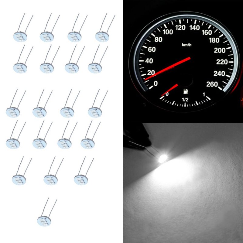 20 Pack White Mini Led Bulbs 4 7mm For Gm Gmc Instrument Cluster Speedometer Backlight T5 Wedge Base Dashboard Indicator Light