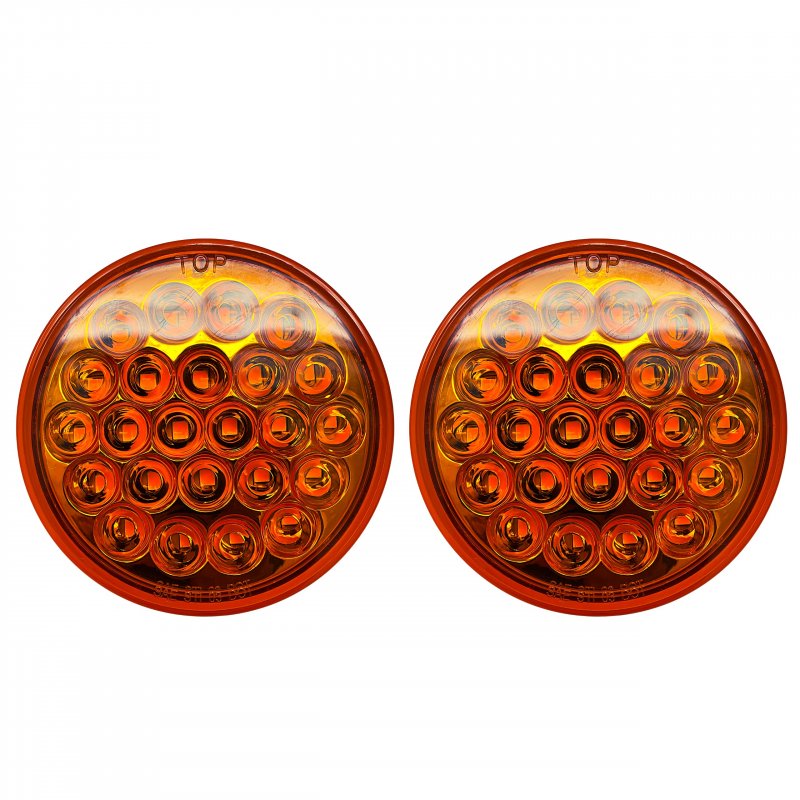 4 In Round Led Recessed Amber Strobe Light 24 Dot Sae Approved Waterproof High Powered Warning Lights For Towing Trucks And