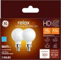 General Electric Relax Hd Soft White 40w Frosted G16 5 2-pack