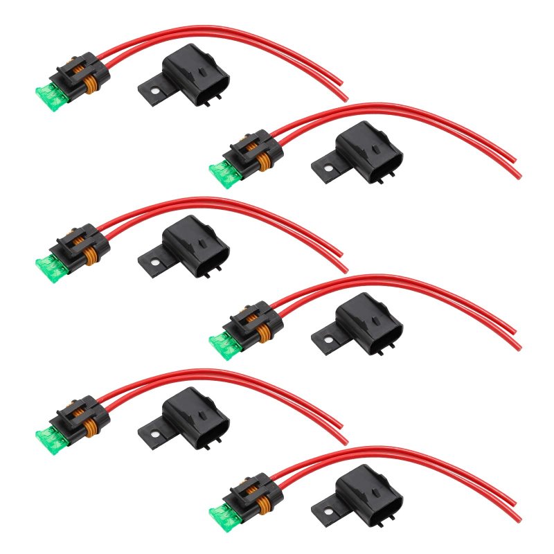 6 Pcs Fuse Holder 12v 30 Amps Weatherproof Blade Style Ato Atc For Automotive And Marine With Covers 12 Awg Tinned Copper 8 In