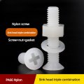 Hscrstar Nylon Flat Head Cross Plastic Mechanical Screw M8x40mm 10sets White Nut And Washer