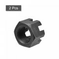 Uxcell M24x2mm Hexagon Slotted Nut Grade 4 8 Carbon Steel Hex Castle Nuts Black 2pcs
