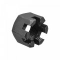 Uxcell M24x2mm Hexagon Slotted Nut Grade 4 8 Carbon Steel Hex Castle Nuts Black 2pcs