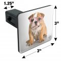 British Bulldog Puppy Dog Wearing Heart Glasses Tow Trailer Hitch Cover Plug Insert