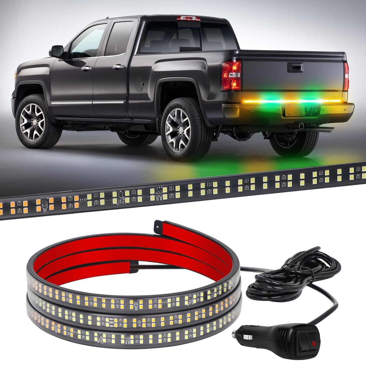 60 In Tailgate Strobe Light Strip 360 Led Rear Flashing Warning Lights For Tow Plow Trucks Construction Vehicles Pickup Xr-663