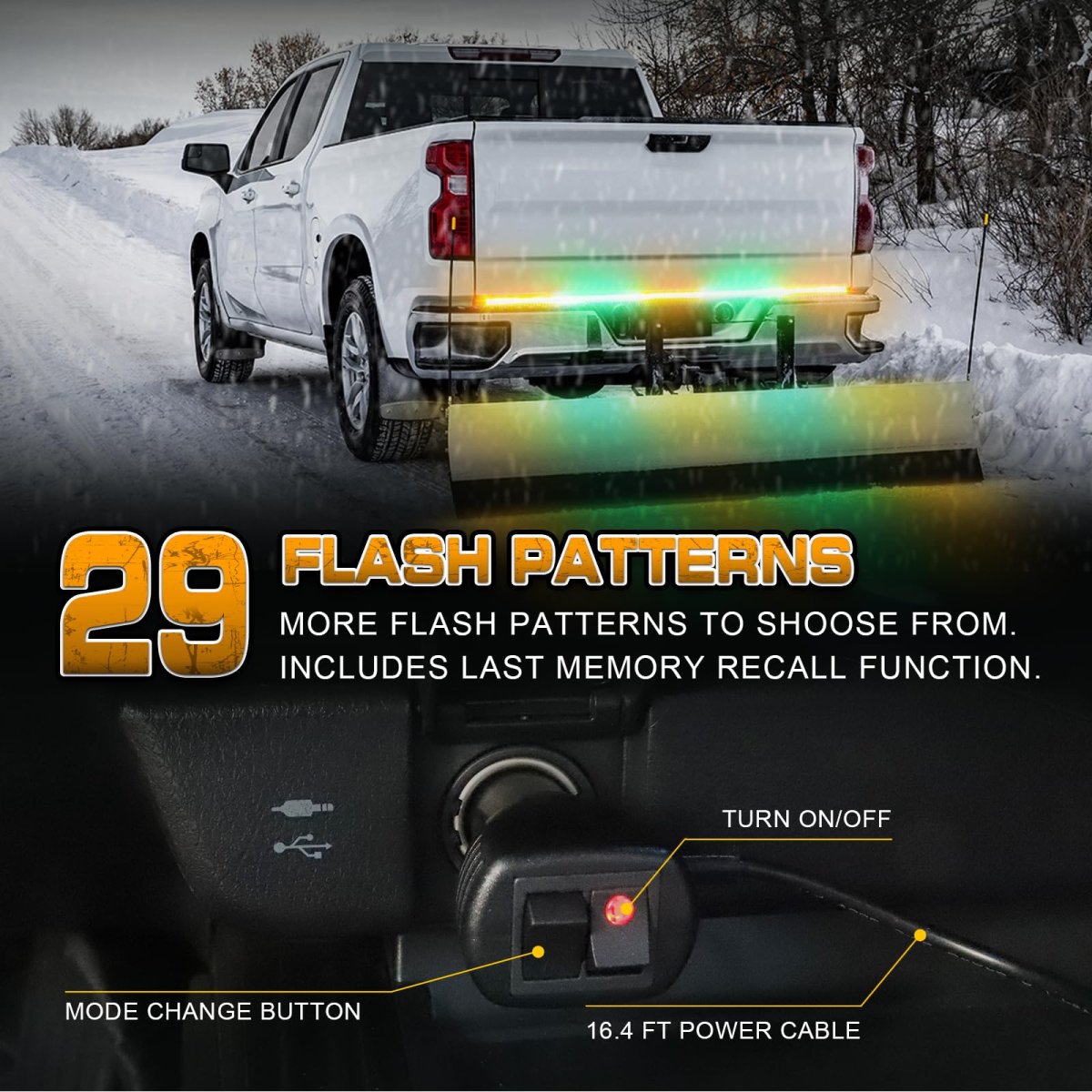 60 In Tailgate Strobe Light Strip 360 Led Rear Flashing Warning Lights For Tow Plow Trucks Construction Vehicles Pickup Xr-663