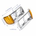 Hecasa Headlight Bezel W Led Compatible With 1989-2002 Freightliner Fld120 Turn Signal Light Lamp 3 Wires Replacement For