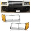 Hecasa Headlight Bezel W Led Compatible With 1989-2002 Freightliner Fld120 Turn Signal Light Lamp 3 Wires Replacement For