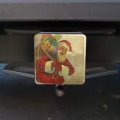 Christmas Holiday Retro Antique Santa Route Tow Trailer Hitch Cover Plug Insert